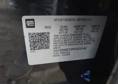 2023 Chevrolet Malibu Fwd 1Lt из США, поврежденный, VIN 1G1ZD5ST1PF221042